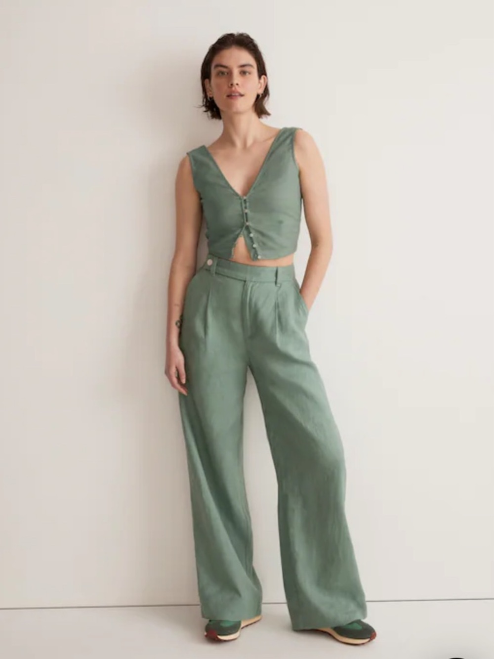 Madewell Wide-Leg Chinos in Sage Green